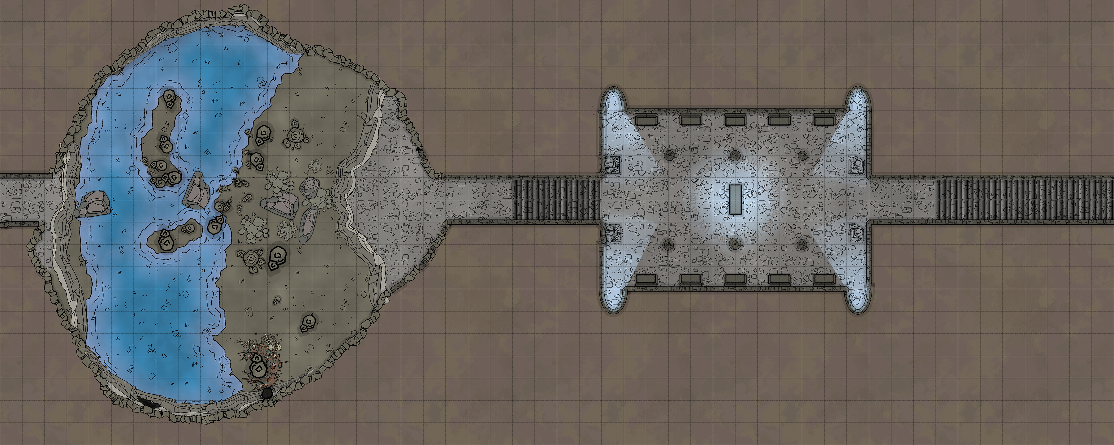 Tactical map of the abyssal lake cavern beyond the pool
