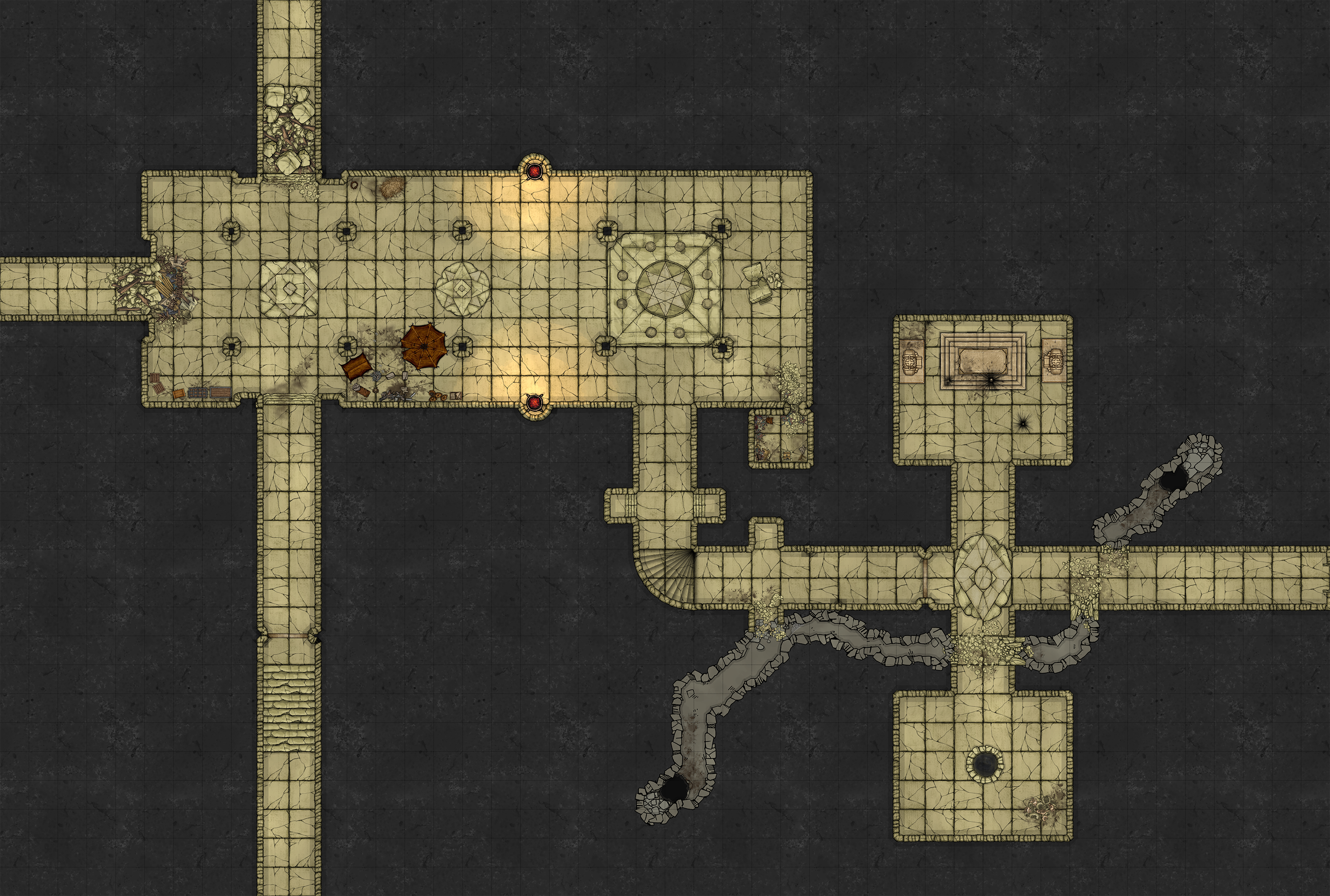Battle map of the Duergar outpost, Viewing Table, and Assembly Hall