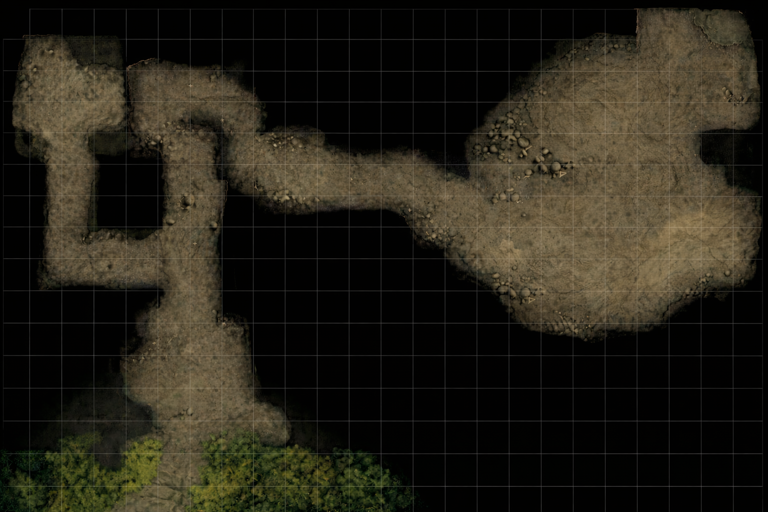 Tactical battle map of the goblin cave lair