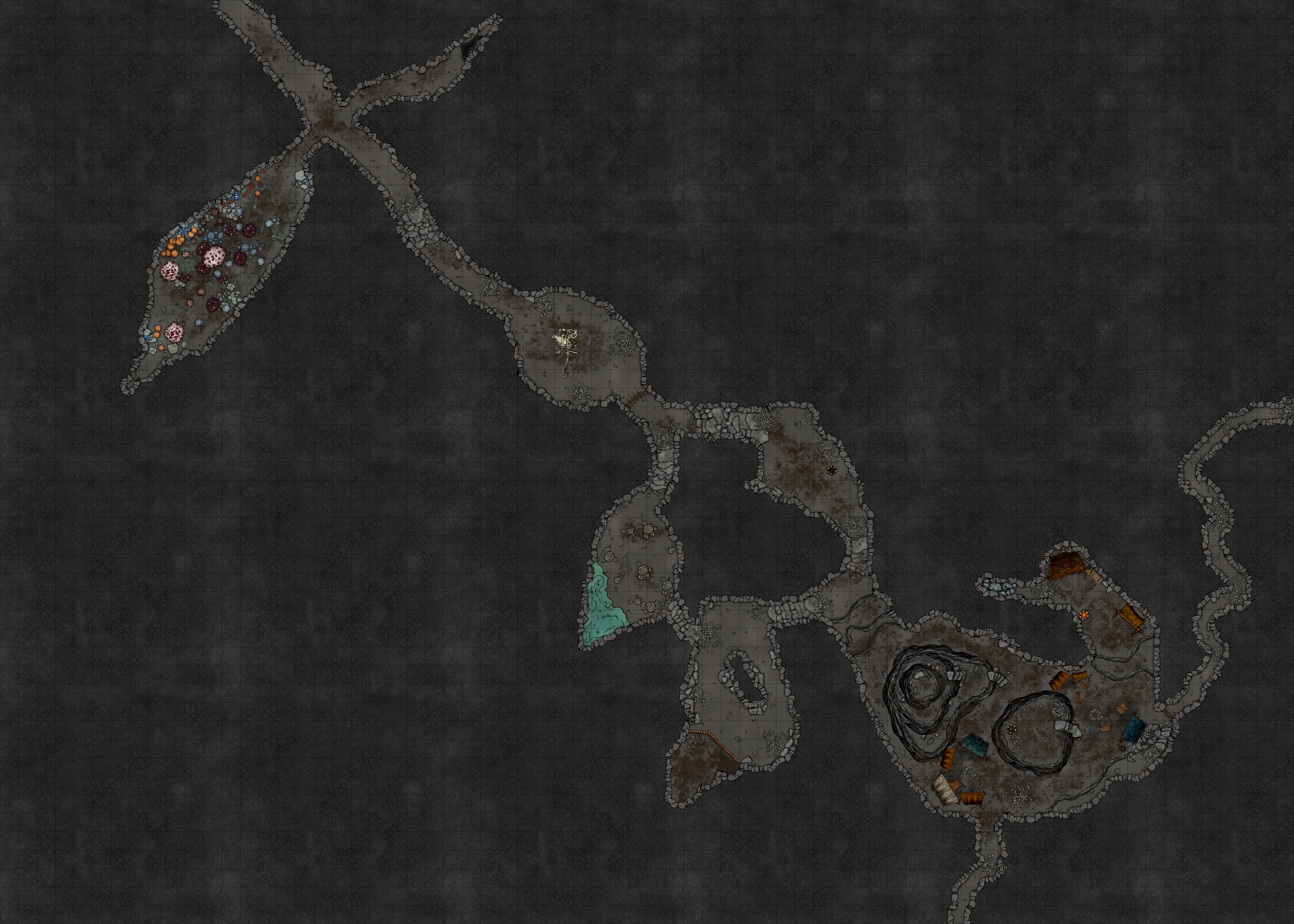 Tactical map of the troglodyte cave warren